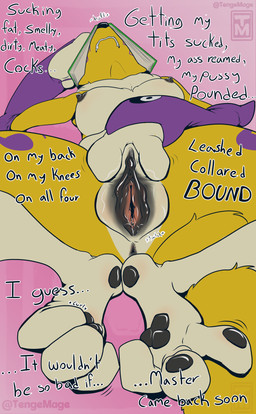 anthro anus armwear big_breasts black_nipples black_vulva bodily_fluids breasts clenched_anus clenched_teeth clothing curling_toes darkened_genitalia erect_nipples feet female fur genital_fluids genitals low-angle_view lying masturbation nipples nude on_back pawpads paws presenting presenting_vulva soles solo sound_effects spread_legs spreading teeth text thick_thighs toes tuft vaginal_fluids vulva yellow_body yellow_fur tenge_mage bandai_namco digimon canid canine digimon_(species) fox mammal renamon english_text hi_res