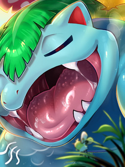 ambiguous_gender bodily_fluids bumpy_tongue eyes_closed feral grass kemono mouth_shot open_mouth open_smile plant saliva saliva_string smile solo tongue yawn tianhua nintendo pokemon cutiefly generation_1_pokemon generation_7_pokemon pokemon_(species) venusaur 3:4 hi_res