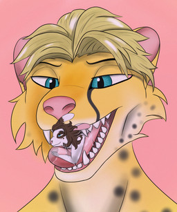 anthro bodily_fluids drooling duo female fluffy fur hair macro male male/female markings mawplay micro mouth_shot nude open_mouth oral_vore safe_vore saliva saliva_string simple_background size_difference smile soft_vore spots spotted_body teeth tongue tongue_out vore superplus milky_(milkybunnyuwu) canid canine cheetah felid feline lagomorph leporid mammal rabbit rodent 5:6 absurd_res digital_media_(artwork) hi_res