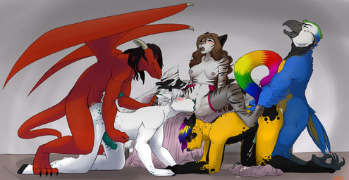 anal anal_penetration anthro antlers avian_feet beak bisexual bodily_fluids breasts cum cum_in_ass cum_inside cum_while_penetrated cumshot cunnilingus ejaculation erection feathers female fur genital_fluids genitals group group_sex hair hands-free horn male male/female male/male nipples oral orgasm orgy penetration penis sex smile spread_legs spreading tail vaginal vulva wings redpixie mythology etch_feather avian bird canid canine deer dragon felid mammal mythological_creature mythological_scalie scalie