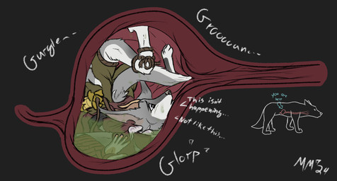 acid anthro anthro_prey digitigrade duo female female_prey feral feral_pred folded forced implied_fatal lamp lantern male male/female map onomatopoeia oral_vore organs peril rope scared sound_effects stomach text tight_fit unwilling_prey vore x-ray_view mangomutt mythology winston_(mangomutt) canid canine canis dragon mammal mythological_creature mythological_scalie scalie wolf