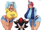 anthro black_body blue_hair breasts clothed clothing eyewear female female_focus green_hair group gym_leader hair human_focus humor long_hair male navel red_hair sunglasses symbol trio omikami_art brazilian_miku nintendo pokemon sega shadow_loves_latinas sonic_the_hedgehog_(series) vocaloid hatsune_miku shadow_the_hedgehog skyla_(pokemon) eulipotyphlan hedgehog human mammal absurd_res hi_res