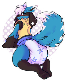 3_toes ambiguous_gender anthro black_body black_fur black_inner_ear black_pawpads blue_body blue_fur blue_tail blush clean_diaper clothed clothing diaper diaper_only dipstick_tail feet fluffy fluffy_tail fur gloves_(marking) hair invisible_geometry kneeling leg_markings looking_at_viewer looking_back looking_back_at_viewer markings multicolored_body multicolored_fur pawpads simple_background socks_(marking) solo tail tail_markings toes topless wavy_mouth wearing_diaper white_background white_hair white_tail_tip biteybaby nintendo pokemon axol_the_lucario_(character) generation_4_pokemon lucario pokemon_(species) 5:6 hi_res