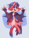 blue_sclera claws clothing dress fangs female fur hat headgear headwear pink_body pink_fur solo teeth sony-shock sonichu_(series) rosechu_(character) vamprosa eulipotyphlan hedgehog hybrid mammal vampire