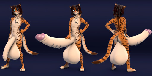 anthro balls big_balls big_penis biped blue_eyes brown_body brown_fur brown_hair chest_tuft erection feet femboy foreskin frenum_ladder frenum_piercing fur genital_piercing genitals hair hindpaw huge_balls huge_penis humanoid_genitalia humanoid_penis hyper hyper_balls hyper_genitalia hyper_penis ladder_piercing long_foreskin looking_at_viewer male navel nipples nude orange_body orange_fur paws penis penis_piercing piercing pink_nose short_hair smile solo standing stripes tuft white_balls white_body white_fur voxell_voxell felid mammal pantherine tiger 3d_(artwork) digital_media_(artwork)