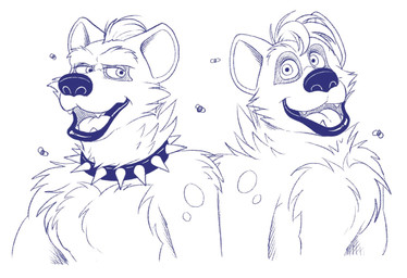 anthro body_hair chest_tuft collar duo fangs fur hair lips male male/male open_mouth puppet simple_background smile teeth thick_lips tongue tuft anti_dev den_of_doom itv scratch_(itv) sniff_(itv) arthropod fly_(animal) hyena insect mammal spotted_hyena hi_res line_art