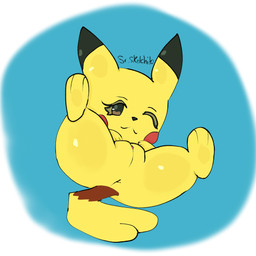 anus blue_background butt clitoris female female_feral feral fur genitals humanoid_genitalia humanoid_vulva looking_at_viewer nude one_eye_closed presenting presenting_anus presenting_vulva simple_background solo tail vulva wink winking_at_viewer yellow_body yellow_fur adorbinite sr_sketchito nintendo pokemon generation_1_pokemon mammal mouse murid murine pikachu pokemon_(species) rodent 1:1 2025 clip_studio_paint_(artwork) digital_media_(artwork) hi_res