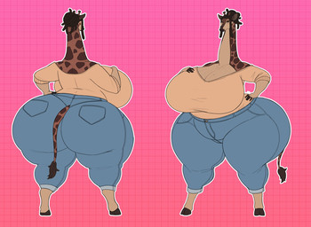anthro big_breasts big_butt bottomwear breasts brown_body brown_eyes brown_hair butt cleavage clothed clothing cloven_hooves denim denim_bottomwear denim_clothing dreadlocks eyelashes female female_anthro front_view hair hand_on_hip hand_on_own_breast hand_on_own_hip hooves horn huge_breasts huge_butt huge_hips huge_thighs hyper jeans long_neck looking_at_viewer ossicone pants rear_view solo sweater tail tan_body thick_thighs topwear unguligrade vein veiny_breasts wide_hips vintagart imani_(noeticred) giraffe giraffid mammal hi_res model_sheet