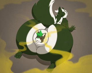 anal anal_penetration anal_vore anthro anus anus_holding_torso big_anus big_butt butt clenched_anus duo fart fart_cloud fart_fetish farting_on_another farting_on_prey farting_while_penetrated feet_first fluffy fluffy_tail gassy huge_butt looking_back male male/male partially_inside penetration simple_background size_difference smaller_male smelly smelly_butt smile tail thick_thighs vore rikuaoshi oliver_(rbaker) canid canine canis fox hybrid mammal mephitid skunk wolf 5:4 hi_res