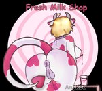 anthro anus big_butt blonde_hair bodily_fluids bovid_horn bovine_horn breast_milking butt butt_focus collar cow_horn female genitals glass_of_milk hair horn hypnosis lactating milk mind_control pussy simple_background solo spade_tail spiral tail tail_pointing text transparent_background anykoe ipnosa_(dial_liyon) bovid bovine demon mammal alpha_channel signature