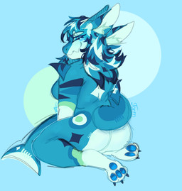 anthro female jormungandds slightly_chubby solo mythology aquatic dragon fish mythological_creature mythological_scalie scalie shark digital_media_(artwork) hi_res