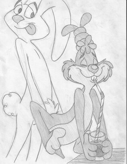 3_toes anthro buckteeth drinking_straw duo erection eyes_closed feet genitals happy happy_sex male male/male male_penetrated male_penetrating male_penetrating_male mascot nude penetration penis scut_tail sex short_tail tail teeth toes tongue tongue_out mizzyam general_mills nesquik trix nesquik_bunny trix_rabbit lagomorph leporid mammal rabbit crossover greyscale monochrome