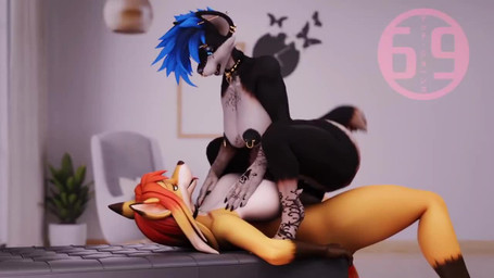 animal_genitalia animal_penis ankh_tattoo anthro areola barbell_piercing bedroom_eyes big_breasts biped black_areola black_nipples blue_eyes blue_hair breasts butt butt_tattoo chest_tattoo chin_piercing clock clothing cowgirl_position curtains dragon_tattoo duo ear_piercing ears_up equine_genitalia equine_penis erection eye_contact eyebrow_piercing facial_piercing female flared_penis foot_tattoo from_front_position fur genitals glowing glowing_eyes grey_body grey_fur gynomorph gynomorph/female hair happy inner_ear_fluff inside intersex intersex/female knuckle_tattoo lamp leg_tattoo logo long_hair looking_at_another lying medial_ring moon_tattoo muscular narrowed_eyes neck_tattoo nipple_barbell nipple_piercing nipples nose_piercing nude obscured_penetration on_back on_bottom on_top paws penis piercing plant plant_pot potted_plant rose_tattoo seductive septum_piercing sex short_hair simple_background skull_tattoo smile tail tattoo text thigh_tattoo tongue tongue_out tuft ted_jones_(artist) marti_dumont nikki_(nikki_forever) canid canine fox hyena mammal 2025 3d_(artwork) 3d_animation animated artist_logo artist_name digital_drawing_(artwork) digital_media_(artwork) japanese_text no_sound short_playtime video herm_(lore)