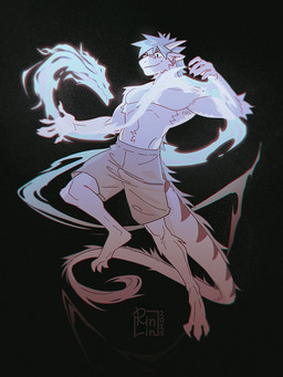 anthro biped fire horn magic magic_user male solo tail koda-jd rinlinart mythology dragon mythological_creature mythological_scalie scalie 3:4 tagme