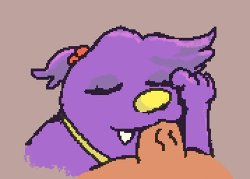 duo female female_penetrated first_person_view fur genitals male male/female male_penetrating male_penetrating_female oral oral_penetration penetration penis purple_body purple_fur sex snaggle_tooth abramses bugsnax young_horses beffica_winklesnoot grumpus humanoid hi_res
