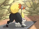 anal anal_penetration bdsm bondage bound female feral genitals half-closed_eyes narrowed_eyes penetration pussy raised_tail solo stick tail tongue tongue_out darkholm1 nintendo pokemon braixen canid generation_6_pokemon mammal pokemon_(species) 4:3