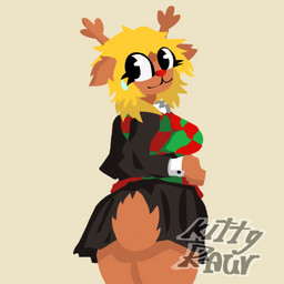 anthro blonde_hair bottomwear clothing curvy_figure female figurine footwear furry_ears hair looking_back pose rear_view simple_background skirt solo standing tail underwear wide_hips kittyraur deltarune undertale_(series) noelle_holiday deer mammal 1:1 absurd_res hi_res
