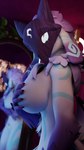 anthro big_breasts blue_eyes breasts claws covering covering_breasts female fur glowing glowing_eyes hair holding_mask holding_object long_hair looking_at_viewer mask mirror mirror_reflection nude nude_anthro nude_female purple_body purple_fur purple_hair reflection side_view solo wearing_mask white_body white_fur mrs_dexie valcon_(modeler) league_of_legends riot_games tencent kindred_(lol) lamb_(lol) bovid caprine mammal sheep 3d_(artwork) 4k 9:16 absurd_res digital_media_(artwork) hi_res