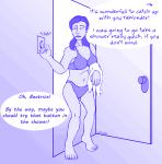 barefoot bathroom blue_and_white duo english_text feet female hi_res human lord_magicpants mammal monochrome nude sketch solo_focus text