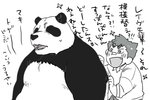 anthro belly blush bodily_fluids bottomwear clothing duo feral kemono male overweight overweight_anthro overweight_male pants sweat teeth text 1ichimasu jujutsu_kaisen lifewonders tokyo_afterschool_summoners bandaid_protagonist_(tas) leib_(tas) panda_(jujutsu_kaisen) protagonist_(tas) bear giant_panda human mammal 2021 hi_res japanese_text