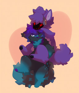 anthro black_clothing black_panties black_underwear carrying_another clothing cute_fangs duo eye_contact fangs fur hair looking_at_another machine male multicolored_body multicolored_fur nude open_mouth panties pawpads paws piggyback protogen_visor purple_pawpads short_hair smile tail teeth underwear walking shiones domestic_cat felid feline felis mammal protogen 2025 colored digital_drawing_(artwork) digital_media_(artwork) hi_res shaded