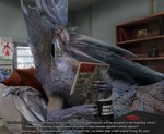 book coffee_mug detailed_background dialogue female feral horn library lying newspaper on_back scales school solo talking_feral text vending_machine wings yellow_eyes library_velk_anon capcom monster_hunter mythology dragon elder_dragon mythological_creature mythological_scalie scalie seikret velkhana 3d_(artwork) digital_media_(artwork) english_text hi_res subtitled