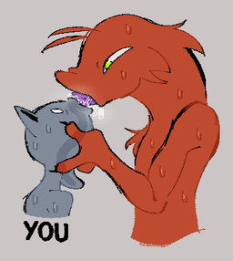 ahoge ambiguous_gender anthro bodily_fluids deep_throat duo extreme_french_kiss french_kissing fur green_eyes grey_body hair kissing long_tongue looking_up_at_another male neck_bulge oral oral_penetration orange_body orange_fur penetration purple_tongue saliva saliva_on_face saliva_on_tongue sweat sweatdrop tongue tongue_penetration hhbrother anon hhbrother_(sona) ych_(character) thang 2026 digital_drawing_(artwork) digital_media_(artwork) english_description hi_res