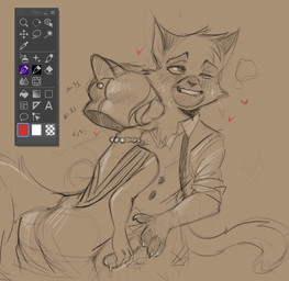 anthro art_program_in_frame bite biting_lip bodily_fluids butt chest_tuft claws clothed clothed_sex clothing dress duo ear_piercing ear_ring female formal_wear genitals hair handjob head_tuft heart_symbol hearts_around_head jacket jewelry kissing looking_pleasured male male/female neck_kiss necklace one_eye_closed onomatopoeia open_back_dress penile penis penis_grab piercing ring_piercing sex short_hair simple_background sound_effects sweat sweatdrop tail text topwear tuft vest whiskers readac73d clip_studio_paint_(copyright) lackadaisy mitzi_may sedgewick_sable domestic_cat felid feline felis mammal 2024 clip_studio_paint_(artwork) digital_drawing_(artwork) digital_media_(artwork) monochrome sketch