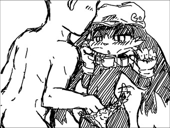 age_difference anthro blush bulge butt clothing collar duo faceless_character faceless_male fondling gloves grope hand_in_pants handwear hat headgear headwear larger_male long_ears male male/male muscular muscular_male older_male panties shota simple_background size_difference smaller_male underwear young young_anthro young_male younger_male aka_leopard bandai_namco klonoa_(series) anon klonoa domestic_cat felid feline felis human mammal 4:3 black_and_white monochrome