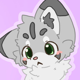 ambiguous_gender anthro blush green_eyes grey_body solo white_body nickypawss bobo(nickypawss) domestic_cat felid feline felis mammal 1:1 icon