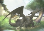 ambiguous_gender feral grass grey_body grey_scales membrane_(anatomy) membranous_wings plant scales solo tail tree water wings wood uta-inu dreamworks european_mythology how_to_train_your_dragon mythology toothless dragon fury_(httyd) mythological_creature mythological_scalie night_fury scalie western_dragon hi_res