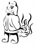 alternate_universe anthro clothing fire hoodie horn simple_background solo topwear bluesberry altertale undertale undertale_(series) toriel toriel_(altertale) boss_monster_(undertale) bovid caprine mammal hi_res monochrome