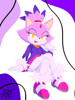 anthro biped black_nose clothed clothing crossed_legs female forehead_gem fur gem open_mouth pink_body pink_ears pink_fur simple_background sitting solo text white_background yellow_eyes fulgito_ast sega sonic_the_hedgehog_(series) blaze_the_cat domestic_cat felid feline felis mammal 2025 3:4 artist_name hi_res