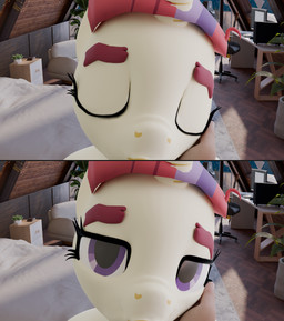 anthro bedroom disembodied_hand duo eyes_closed female first_person_view fur hair horn human_on_anthro interspecies kissing kissing_pov love mostly_offscreen_character nude solo_focus striped_hair white_body white_fur foxventus friendship_is_magic hasbro my_little_pony mythology moondancer_(mlp) equid equine human mammal mythological_creature mythological_equine unicorn 3d_(artwork) absurd_res blender_(artwork) digital_media_(artwork) hi_res