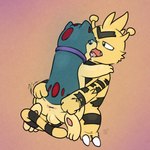 1:1 absurd_res anthro anus argon_vile backsack balls bodily_fluids butt butt_grab collar digital_media_(artwork) duo electabuzz fangs feral french_kissing fur generation_1_pokemon generation_2_pokemon genitals hand_on_butt hands_on_shoulders hi_res jake_(blazingpelt) kissing looking_back male male/male mammal motion_lines nintendo nude open_mouth pokemon pokemon_(species) presenting quilava saliva simple_background spread_anus spread_butt spreading teeth tongue vile_(argon_vile)