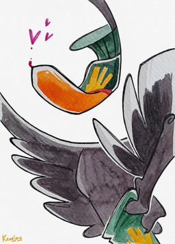 3_fingers ambiguous_gender anthro biped black_body black_feathers black_fur butt butt_focus butt_shot claws clothing countershading faceless_character feathered_wings feathers fingers footwear footwear_only fur green_clothing heart_symbol leaning leaning_forward legwear long_tail mostly_nude multicolored_clothing orange_clothing pattern_clothing raised_tail side_view simple_background slim sock_on_tail solo tail tail_feathers text tuft underfluffies white_background white_body white_feathers white_fur winged_arms wings keuejay mcdonald's meme_clothing vkusno_i_tochka fyr_(fenrir784) avali avian bird 2025 artist_name colored english_text hi_res meme painting_(artwork) signature traditional_media_(artwork) traditional_painting_(artwork) traditional_watercolor_(artwork) watercolor_(artwork) maleherm_(lore)