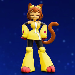 animal_ears anthro big_breasts blue_background breasts brown_hair clothing club_arms eyes_closed eyewear female front_view goggles grin hair hands_on_hips logo simple_background smile solo standing tail whiskers yellow_clothing hunicrio gameoverse glitch_productions kit_bodega domestic_cat felid feline felis mammal 1:1 3d_(artwork) artist_logo digital_media_(artwork) full-length_portrait hi_res portrait watermark