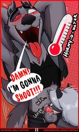 animal_genitalia animal_penis anthro anthro_on_anthro anthro_penetrated anthro_penetrating anthro_penetrating_anthro balls blush blush_lines bodily_fluids canine_genitalia canine_penis dialogue dripping duo fellatio female female_penetrated genitals grey_body male male/female male_penetrating male_penetrating_female oral oral_penetration penetration penile penile_penetration penis penis_in_mouth saliva saliva_drip saliva_on_penis saliva_string sex tail tail_motion tailwag text tongue tongue_out wet vestina hellaverse helluva_boss mythology loona_(helluva_boss) vortex_(helluva_boss) canid canid_demon canine demon hellhound mammal mythological_canine mythological_creature 2025 absurd_res comic english_text hi_res