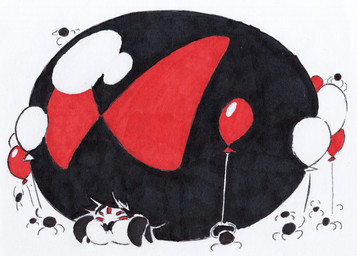 balloon big_butt black_body butt female feral group huge_butt inflatable inflation red_eyes simple_background white_background shar0makai arachnid arthropod spider 2025 absurd_res hi_res