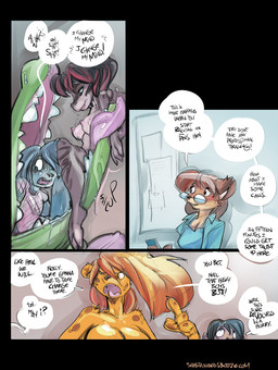 anthro big_breasts breasts cloth clothing dialogue eyewear female glasses group nipples non-mammal_nipples nude text vore mamabliss gator_girl nolly shasta aquatic cheetah crocodile crocodilian felid feline fish haplorhine mammal monkey primate reptile scalie shark comic digital_media_(artwork) english_text hi_res