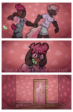 ageplay clothing diaper duo female hypnosis infantilism magic male male/female mind_control mommy_kink object_in_mouth overalls pacifier pacifier_in_mouth regression roleplay shortalls bewskyss canid canine canis lagomorph leporid mammal rabbit wolf absurd_res comic hi_res