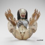 abs bottomless clothed clothing crossgender dreadlocks feet female fingers foot_fetish genitals hair hand_on_leg muscular muscular_female not_furry open_mouth pussy solo text toes white_text xenophile072 predator_(franchise) alien humanoid yautja 1:1 2021 3d_(artwork) artist_name digital_media_(artwork)