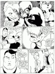 1998 anthro black_and_white clothing comic desiree_(jmh) dialogue english_text female group human james_m_hardiman lori_(jmh) male mammal mephitid monochrome natasha_(jmh) onyx_(jmh) party_crashers skunk tail text undressing