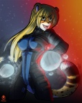 abstract_background amber_eyes anthro armor big_breasts biotics biped black_spots blonde_hair body_armor bodysuit breasts clothed clothing energy_ball fangs female fur hair long_hair magic_user open_mouth orange_body orange_fur simple_background skinsuit smile solo spots standing teeth tight_clothing under_boob white_body white_fur yellow_body yellow_fur avencri bioware electronic_arts mass_effect mihari cheetah felid feline mammal digital_media_(artwork)