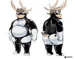 anthro antlers balls belly bulge clothed clothing facial_hair fur genitals hair horn humanoid_genitalia humanoid_penis latex latex_clothing male mustache narrowed_eyes overweight overweight_male penis solo tail spunker spunker_(character) deer mammal new_world_deer reindeer 2024 digital_drawing_(artwork) digital_media_(artwork)