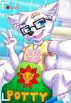 ageplay anthro arm_outstretched bandage bathroom bow_legged clothing diaper diaper_around_ankles diaper_down eyewear fur glasses implied_pooping infantilism potty recording roleplay sitting solo taking_picture taking_selfie white_body white_fur rexam-1 disney the_lion_king simba_(the_lion_king) arctic_fox canid canine fox mammal true_fox hi_res