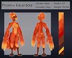 anthro flaccid foreskin genitals looking_at_viewer male nude penis solo text european_mythology greek_mythology mythology adverdale avian bird mythological_avian mythological_bird mythological_creature mythological_firebird phoenix 5:4 english_text hi_res model_sheet shaded soft_shading