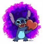 3_toes black_eyes blue_body blue_claws blue_fur blue_nose chest_tuft claws feet fur head_tuft heart_symbol holding_object notched_ear open_mouth simple_background solo standing toes tuft burning-heart-brony disney lilo_and_stitch stitch_(lilo_and_stitch) alien experiment_(lilo_and_stitch) 2015 digital_drawing_(artwork) digital_media_(artwork)