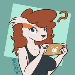 anthro biped breasts clothed clothing curious female fully_clothed looking_at_viewer question_mark shirt solo tank_top topwear nokamiwd nintendo nintendo_switch_lite pokemon kaya_(khainethewolf) generation_3_pokemon linoone pokemon_(species) shiny_pokemon 1:1 absurd_res digital_media_(artwork) half-length_portrait hi_res portrait