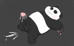 anthro balls belly black_body black_fur black_nose blush bodily_fluids cum cum_on_penis electronics erection eyes_closed fur genital_fluids genitals lying male penis phone slightly_chubby solo peachy-pudding cartoon_network we_bare_bears panda_(we_bare_bears) bear giant_panda mammal 2019 absurd_res hi_res